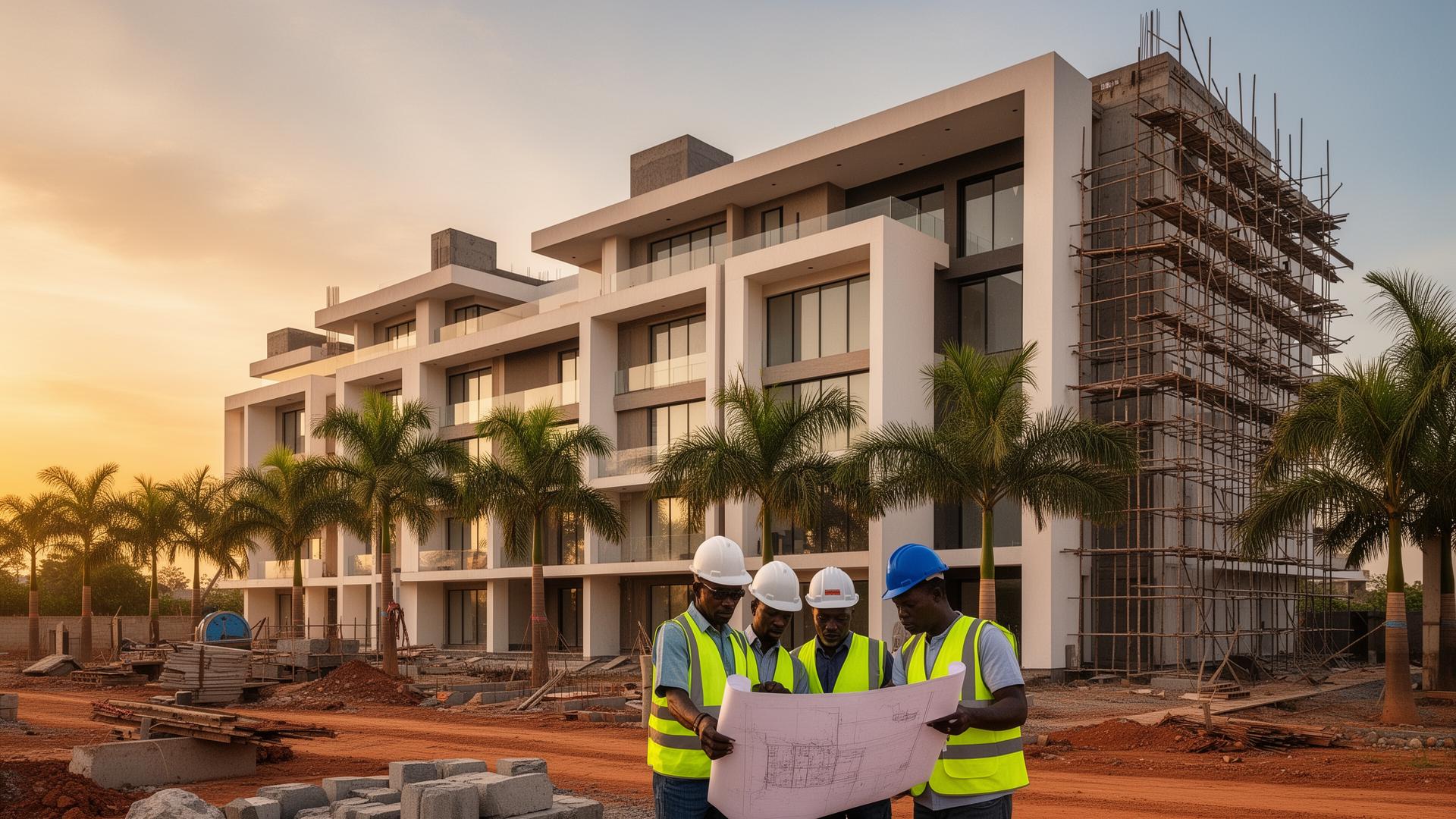 Inc. Craft construction project in Accra at golden hour